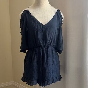 Navy Blue Off-Shoulder Romper